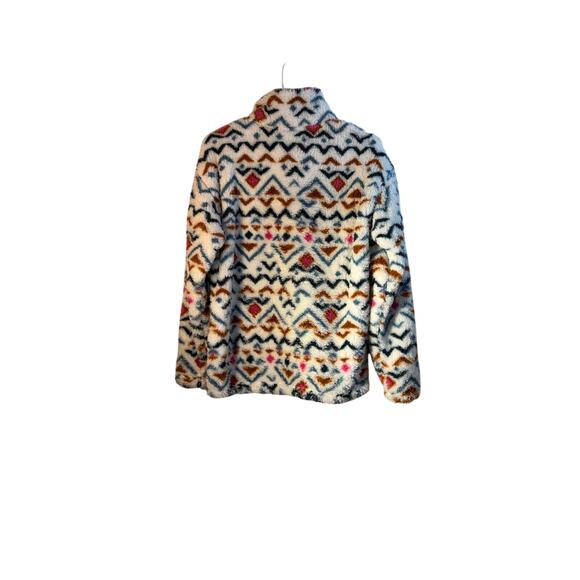 Eddie Bauer Womens Midweight Plush Quarter Zip Fleece Pullover, Vanilla Aztec, M - Picture 4 of 9